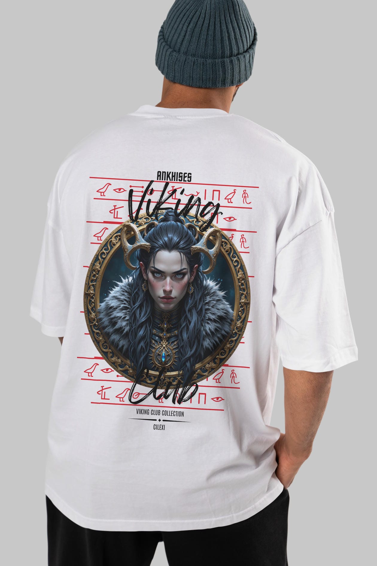 Viking Mitolojisi Serisi 18 Arka Baskılı Oversize t-shirt Erkek Kadın %100 Pamuk Bisiklet Yaka tişort