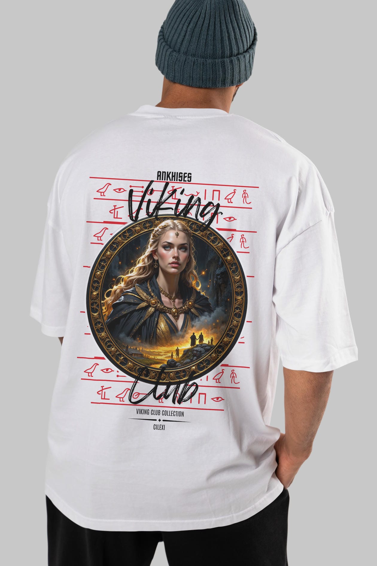 Viking Mitolojisi Serisi 1 Arka Baskılı Oversize t-shirt Erkek Kadın %100 Pamuk Bisiklet Yaka tişort