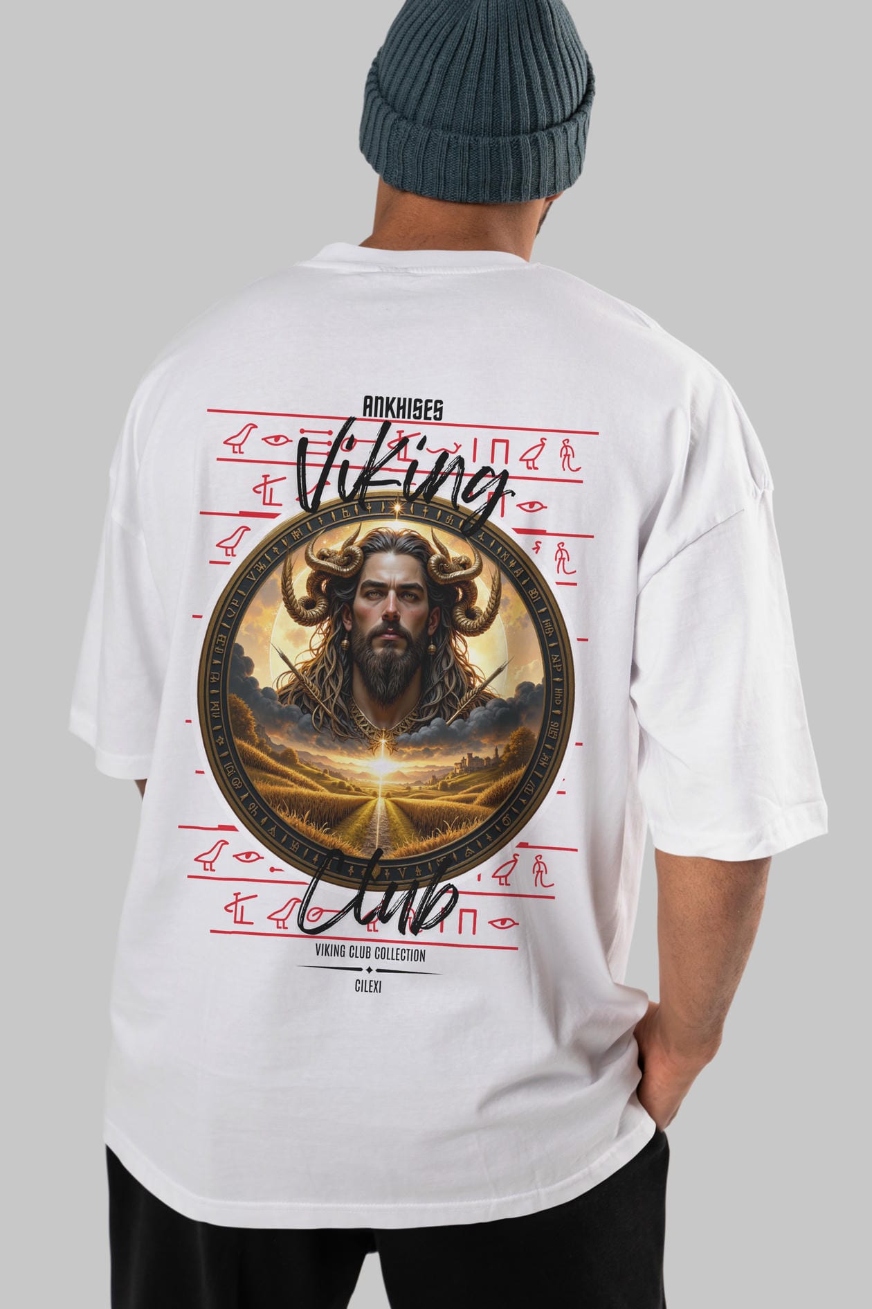 Viking Mitolojisi Serisi 3 Arka Baskılı Oversize t-shirt Erkek Kadın %100 Pamuk Bisiklet Yaka tişort