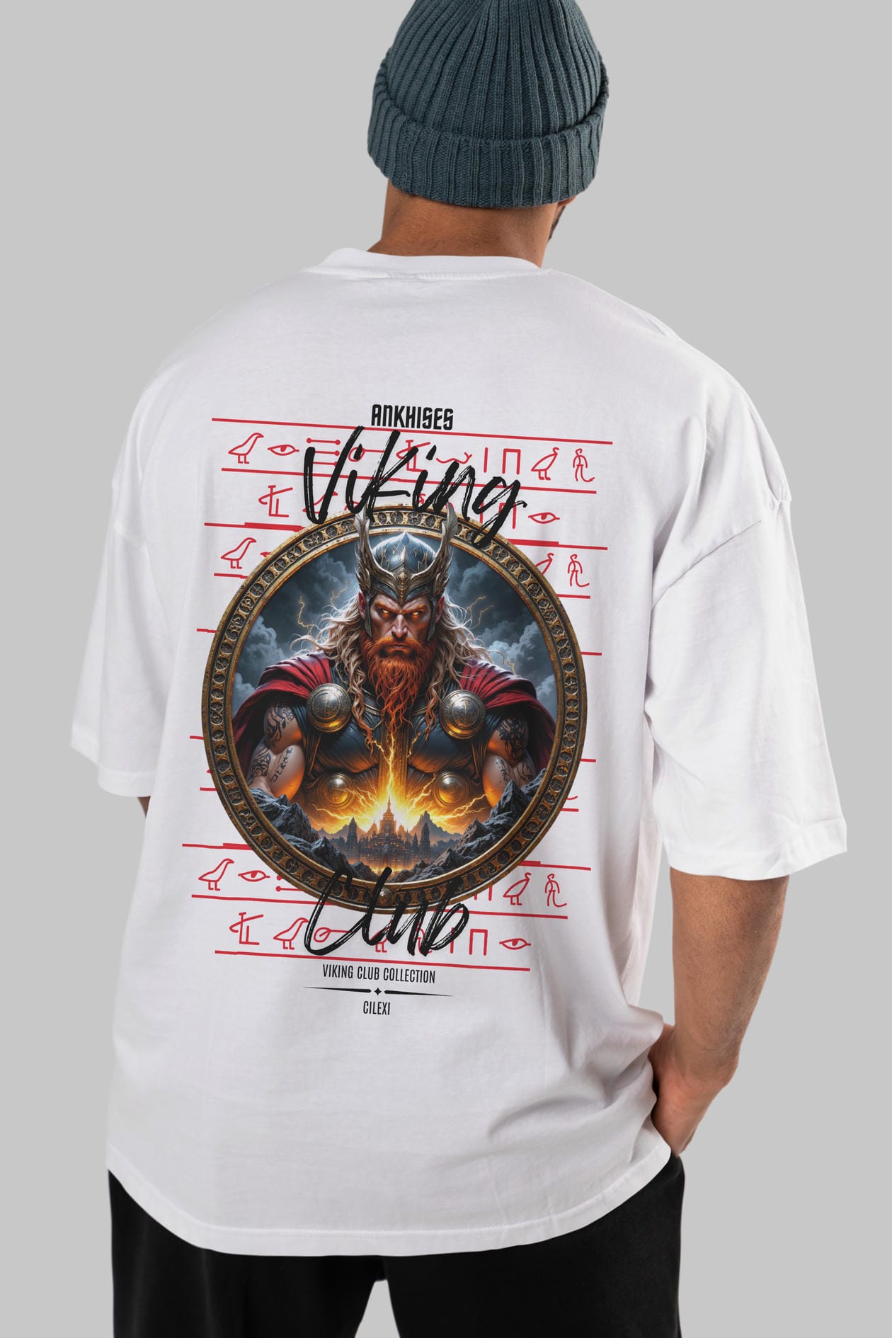 Thor 1 Arka Baskılı Oversize t-shirt Erkek Kadın %100 Pamuk Bisiklet Yaka tişort