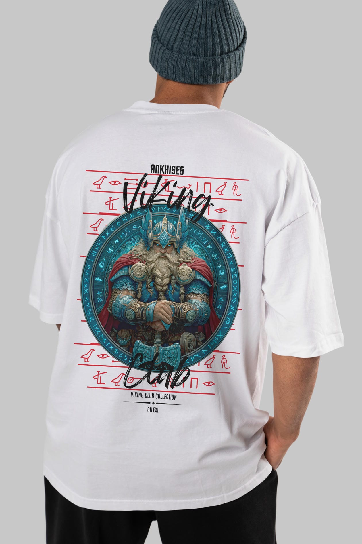 Thor Arka Baskılı Oversize t-shirt Erkek Kadın %100 Pamuk Bisiklet Yaka tişort