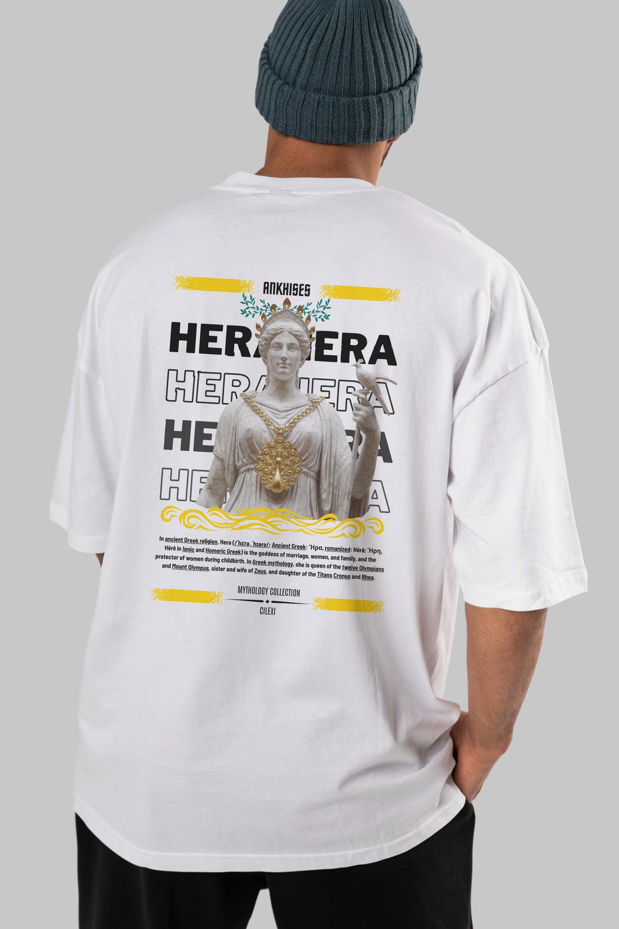 Hera 2 Arka Baskılı Oversize t-shirt Erkek Kadın %100 Pamuk Bisiklet Yaka tişort
