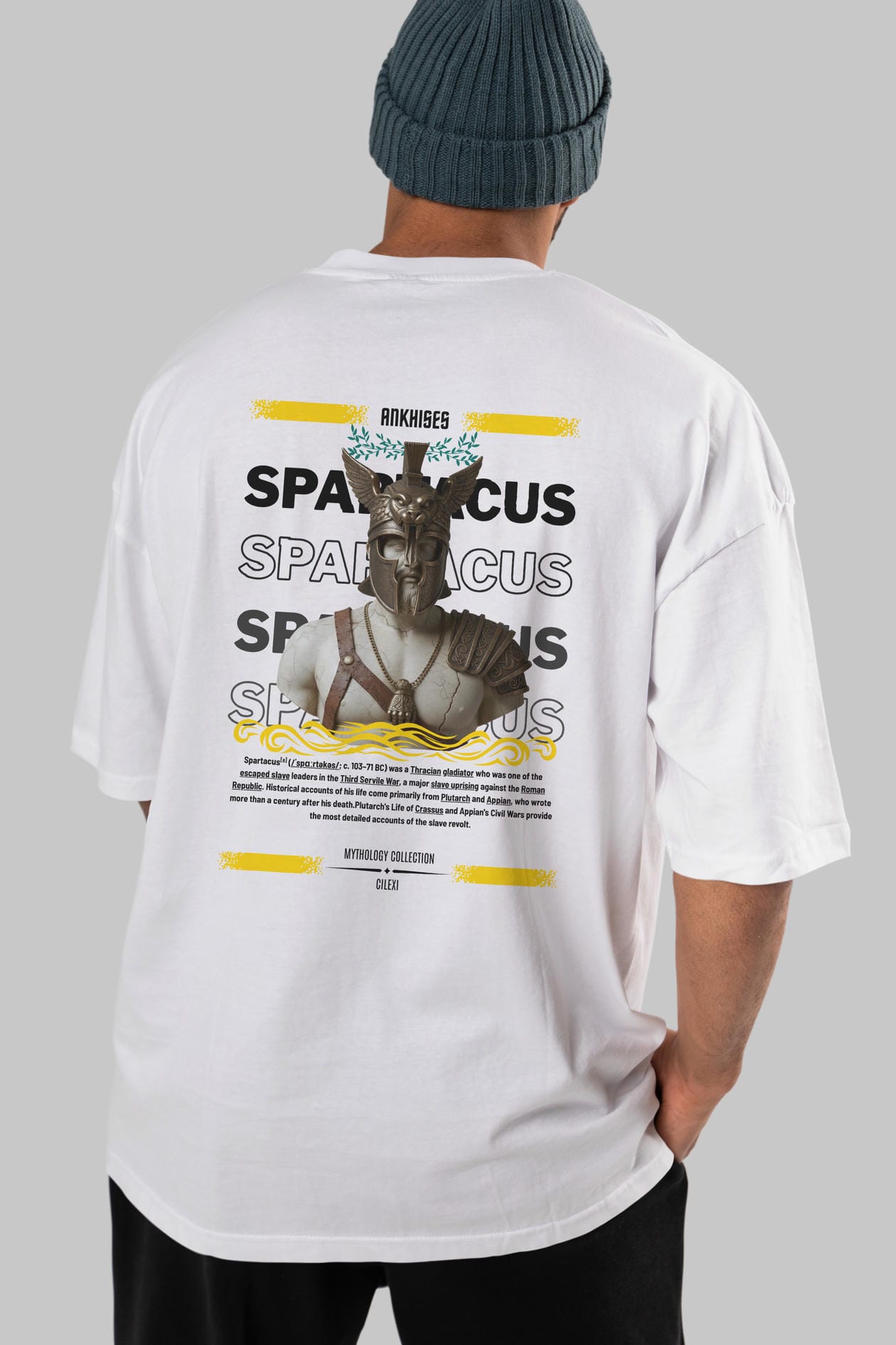 Spartacus 1 Arka Baskılı Oversize t-shirt Erkek Kadın %100 Pamuk Bisiklet Yaka tişort