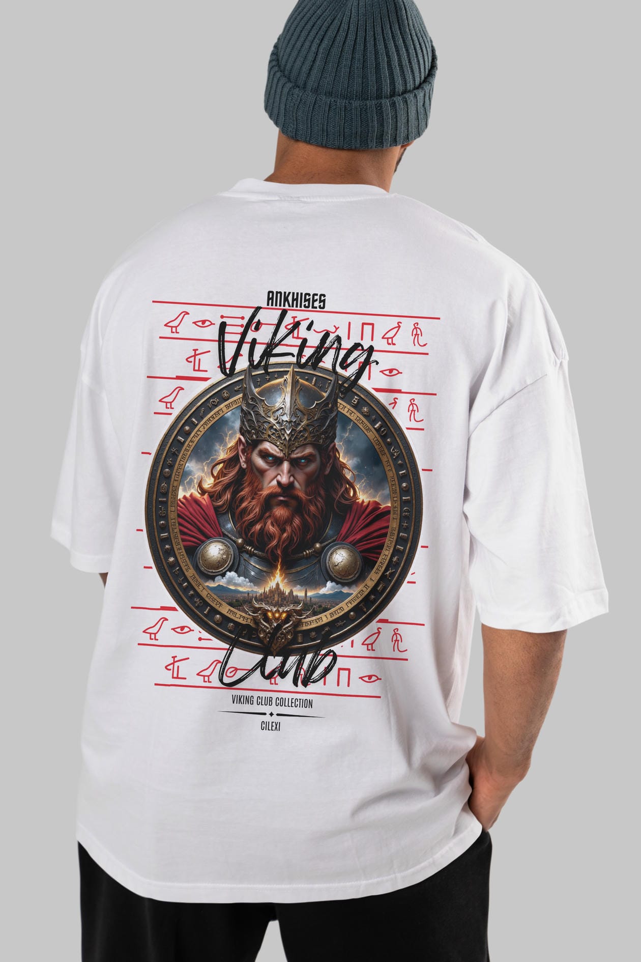 Thor 2 Arka Baskılı Oversize t-shirt Erkek Kadın %100 Pamuk Bisiklet Yaka tişort