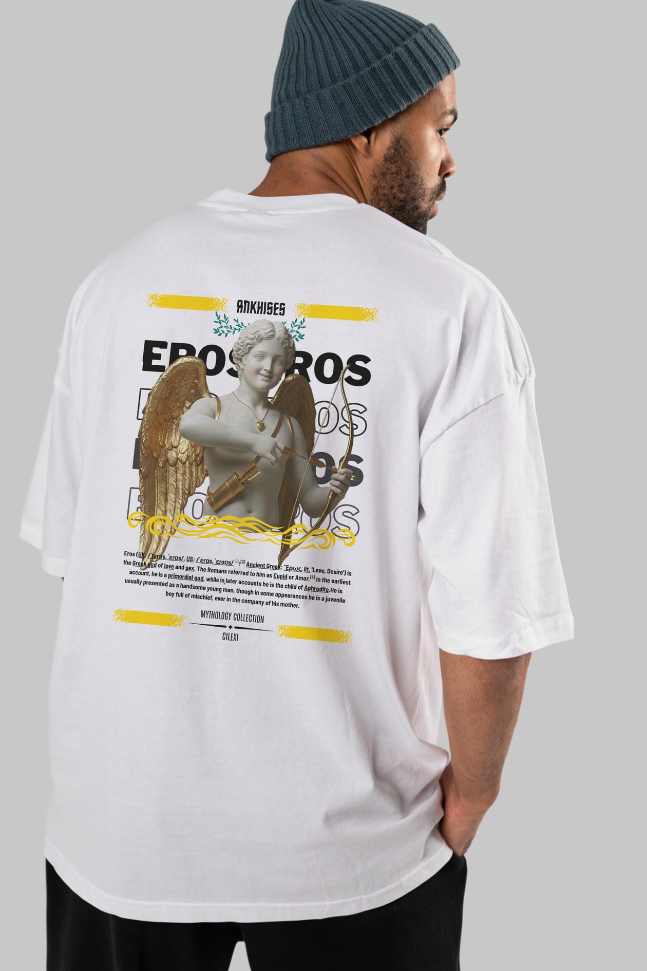 Eros Arka Baskılı Oversize t-shirt Erkek Kadın %100 Pamuk Bisiklet Yaka tişort