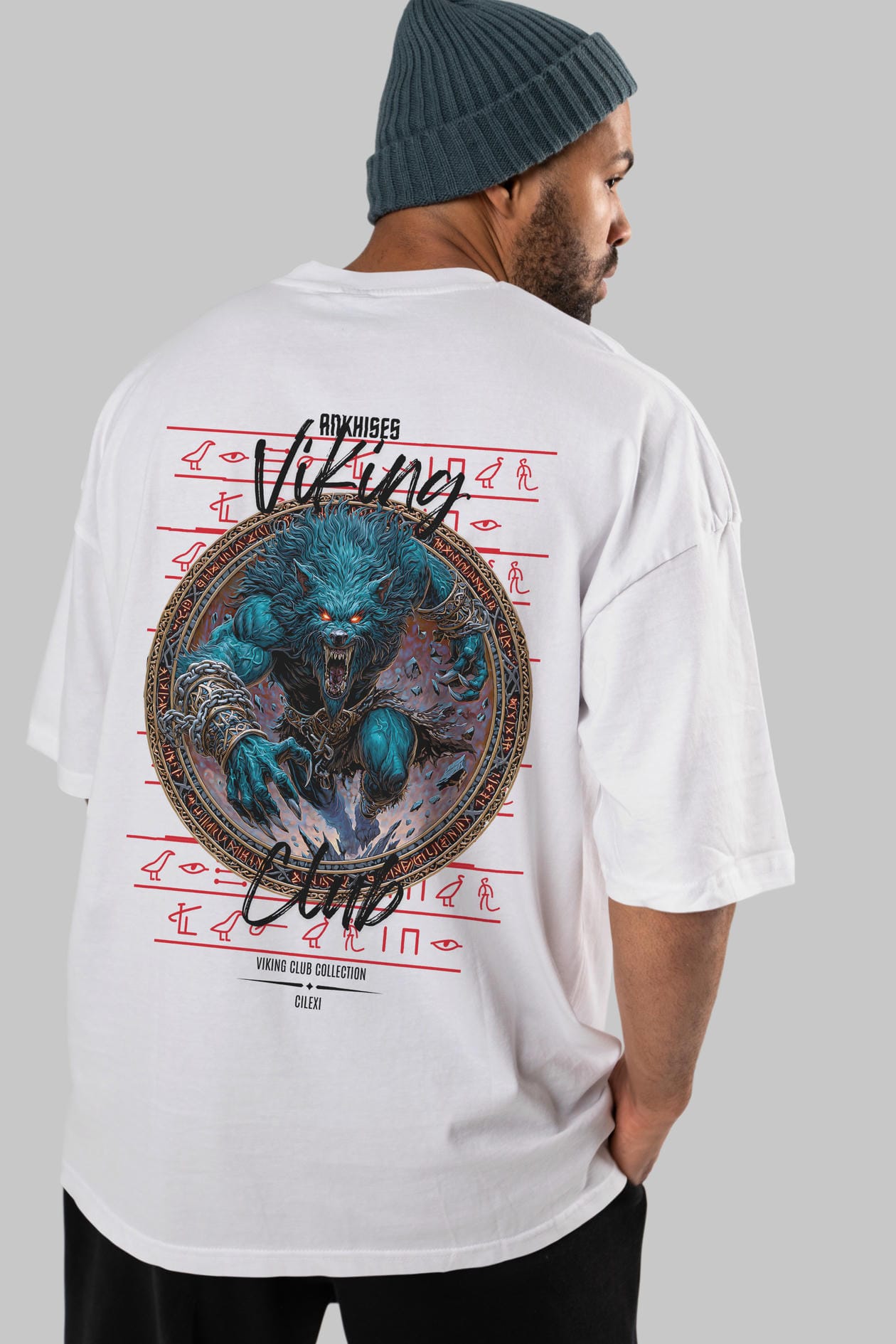 Fenrir Baskılı Oversize t-shirt Erkek Kadın %100 Pamuk Bisiklet Yaka tişort