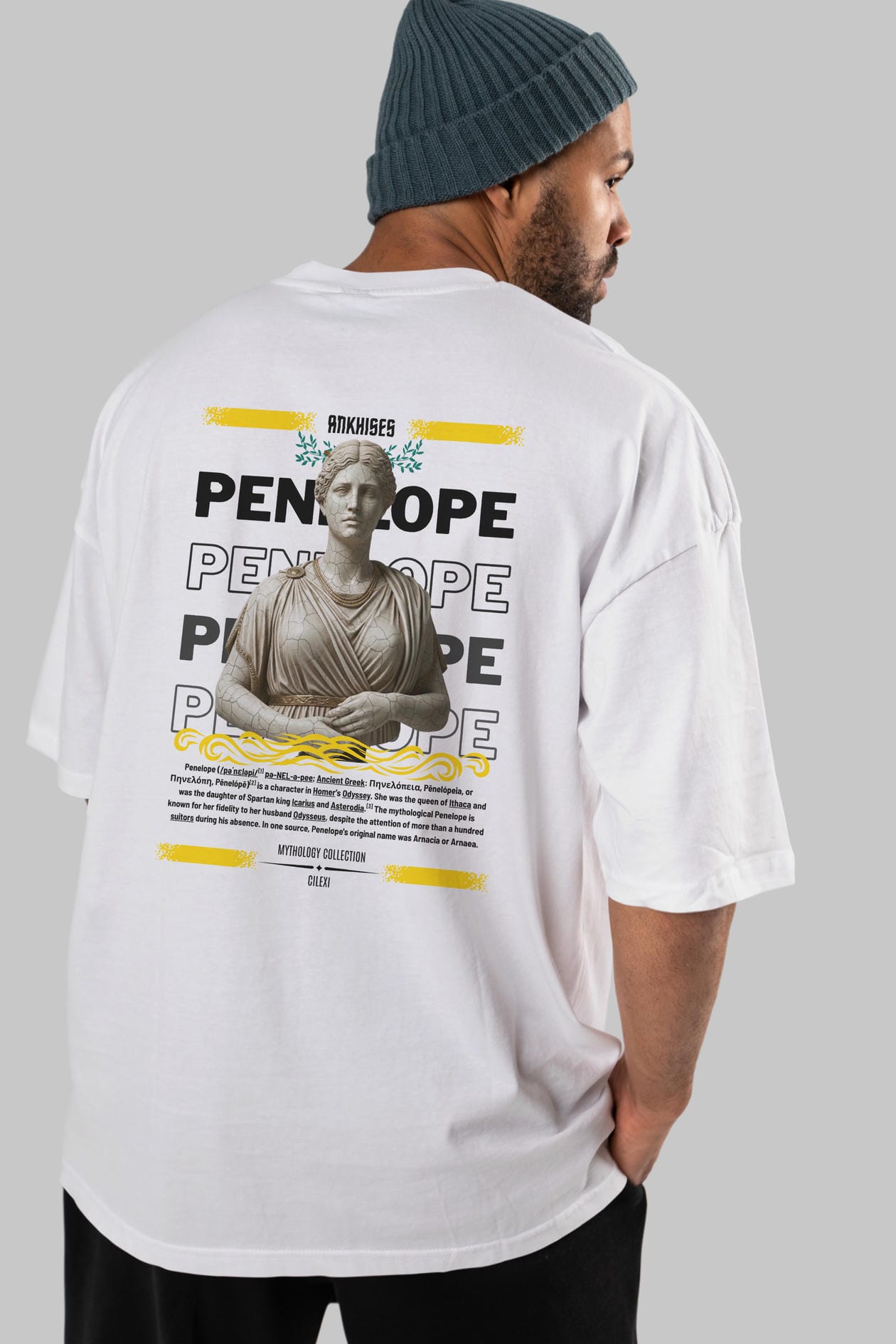 Penelope 1 Arka Baskılı Oversize t-shirt Erkek Kadın %100 Pamuk Bisiklet Yaka tişort