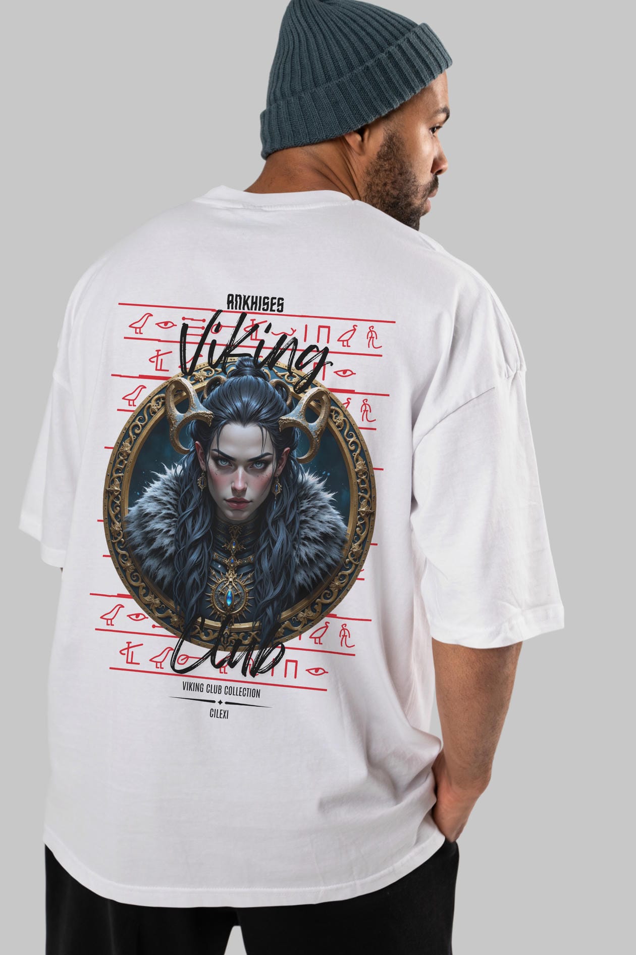 Viking Mitolojisi Serisi 18 Arka Baskılı Oversize t-shirt Erkek Kadın %100 Pamuk Bisiklet Yaka tişort