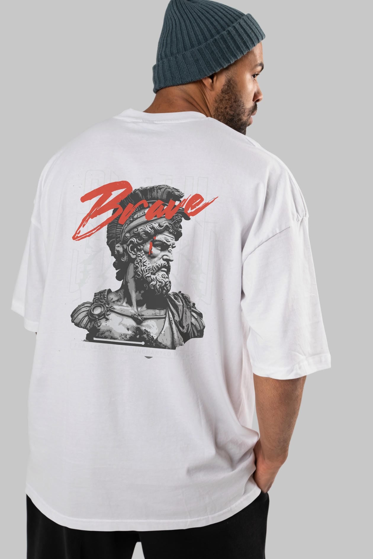Brave Arka Baskılı Oversize t-shirt Erkek Kadın %100 Pamuk Bisiklet Yaka tişort