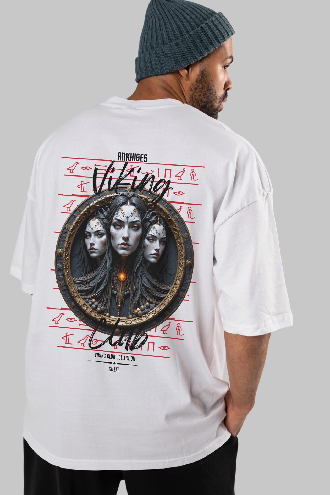 Viking Mitolojisi Serisi 23 Arka Baskılı Oversize t-shirt Erkek Kadın %100 Pamuk Bisiklet Yaka tişort
