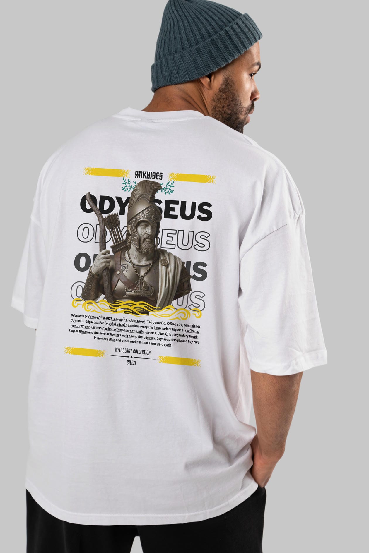 Odysseus 1 Arka Baskılı Oversize t-shirt Erkek Kadın %100 Pamuk Bisiklet Yaka tişort