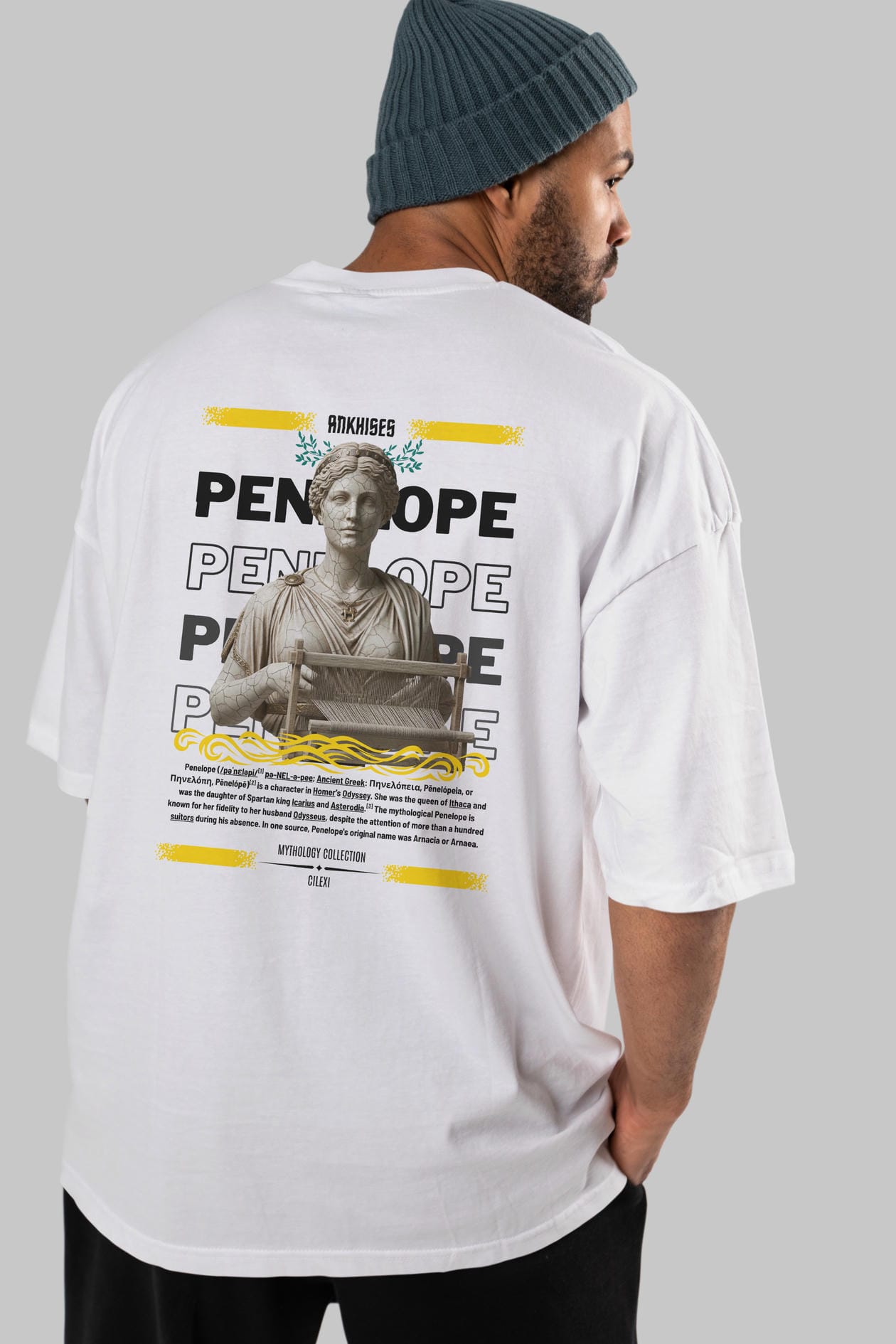 Penelope 2 Arka Baskılı Oversize t-shirt Erkek Kadın %100 Pamuk Bisiklet Yaka tişort