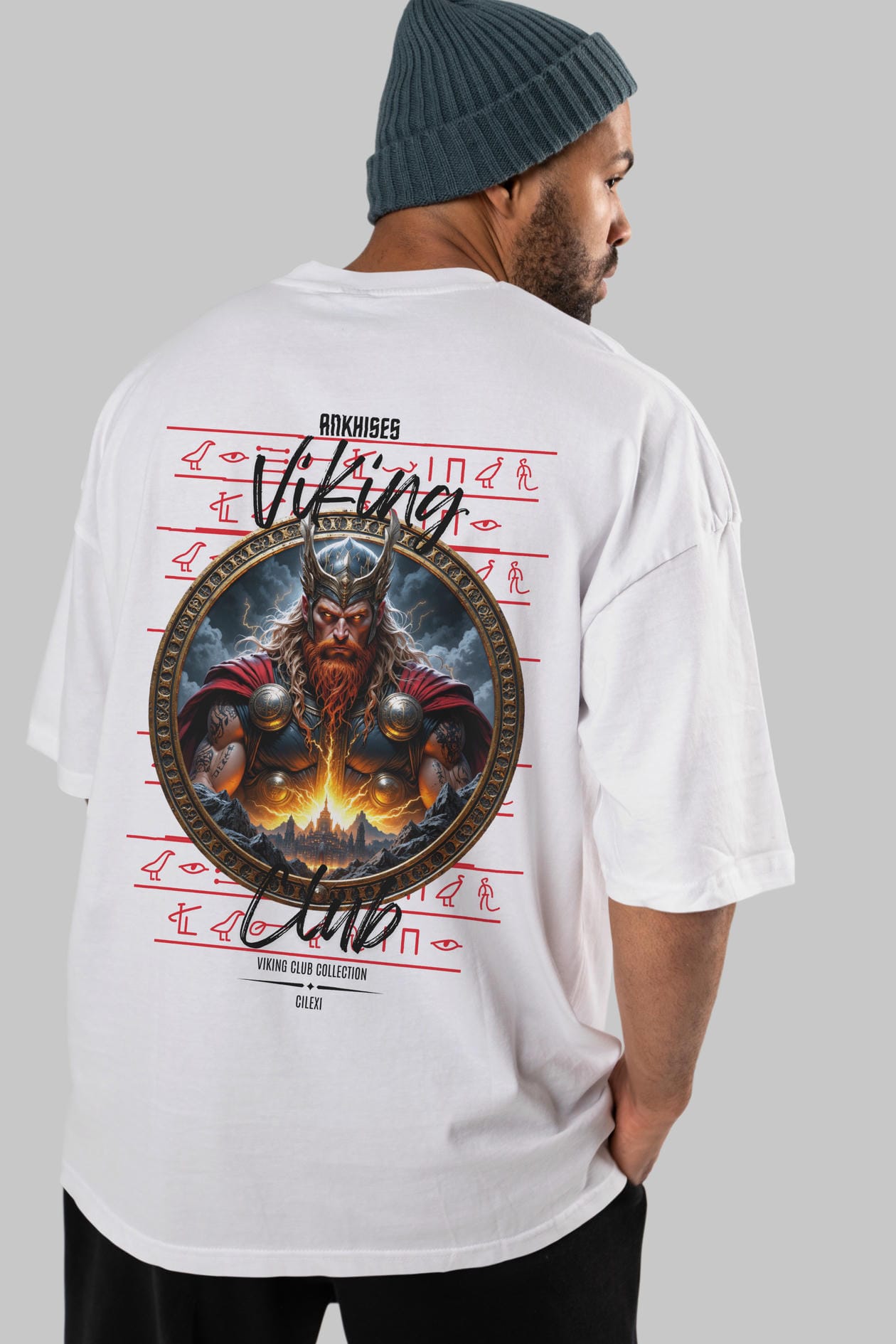 Thor 1 Arka Baskılı Oversize t-shirt Erkek Kadın %100 Pamuk Bisiklet Yaka tişort