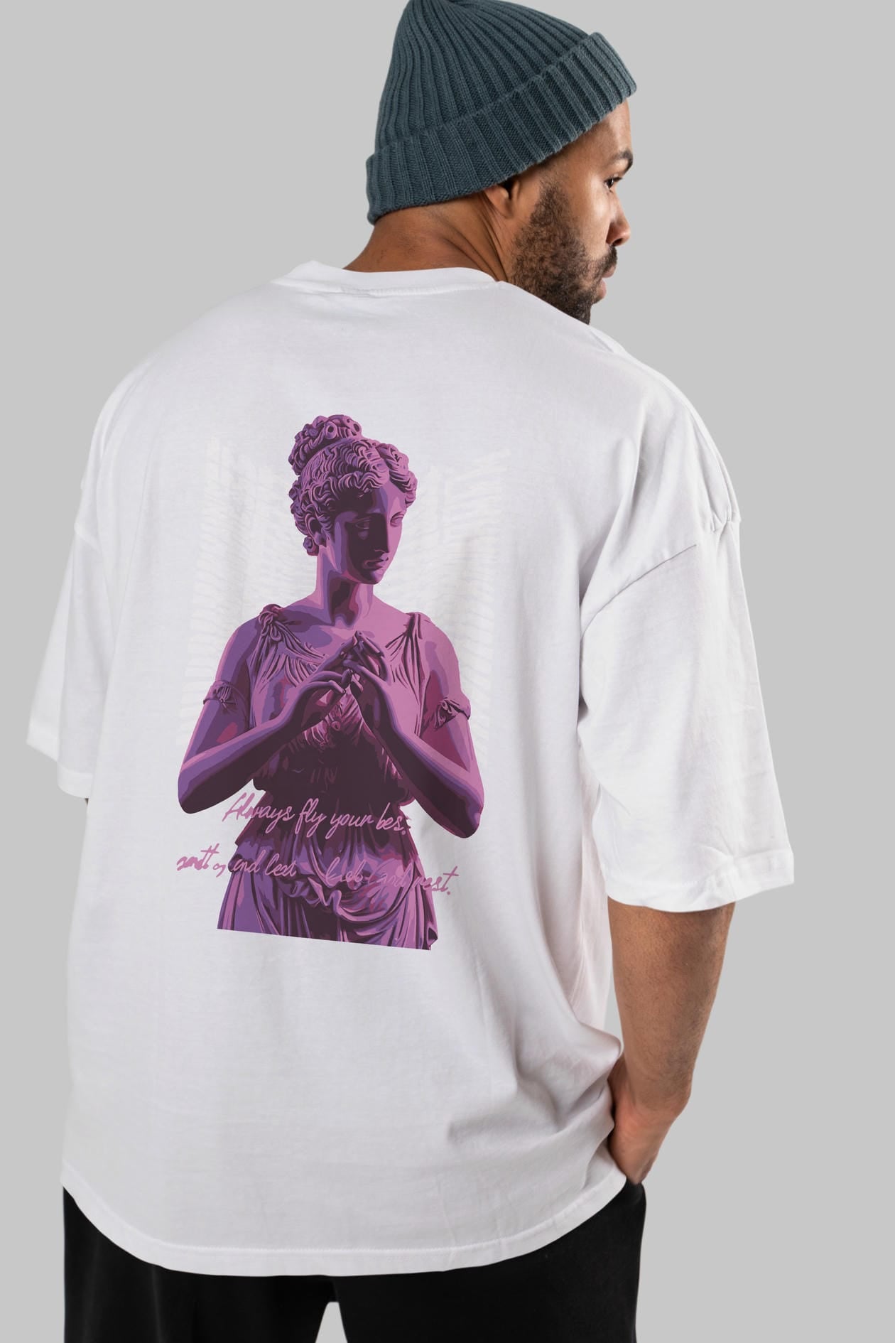 Always Fly Arka Baskılı Oversize t-shirt Erkek Kadın %100 Pamuk Bisiklet Yaka tişort