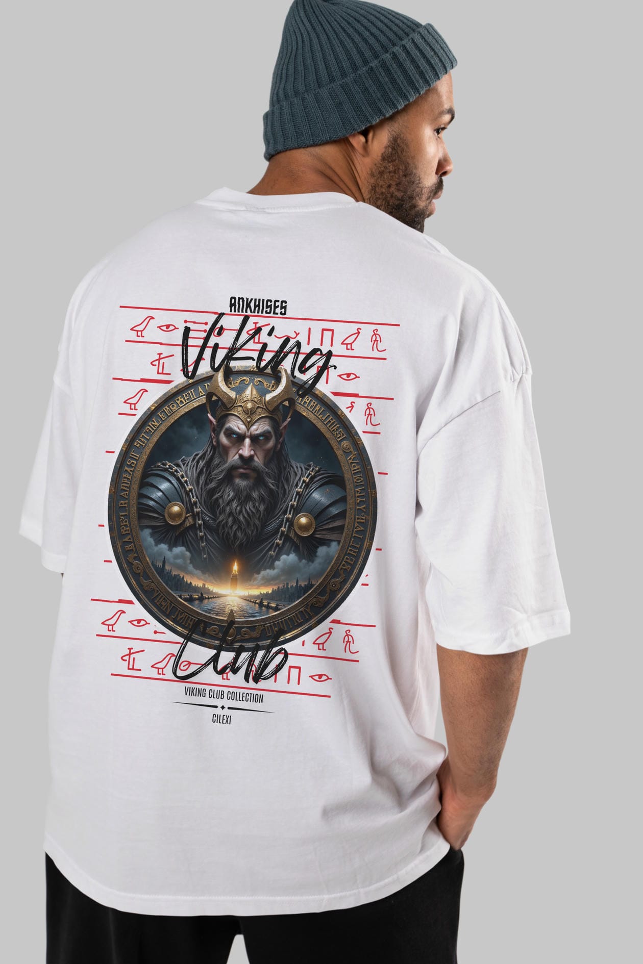 Viking Mitolojisi Serisi 7 Arka Baskılı Oversize t-shirt Erkek Kadın %100 Pamuk Bisiklet Yaka tişort