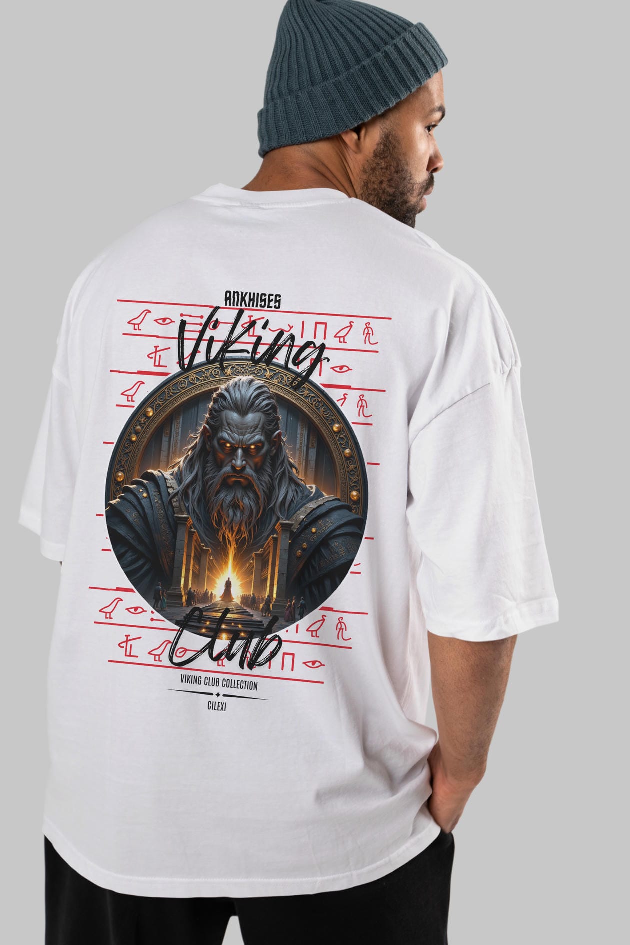Odin 3 Arka Baskılı Oversize t-shirt Erkek Kadın %100 Pamuk Bisiklet Yaka tişort