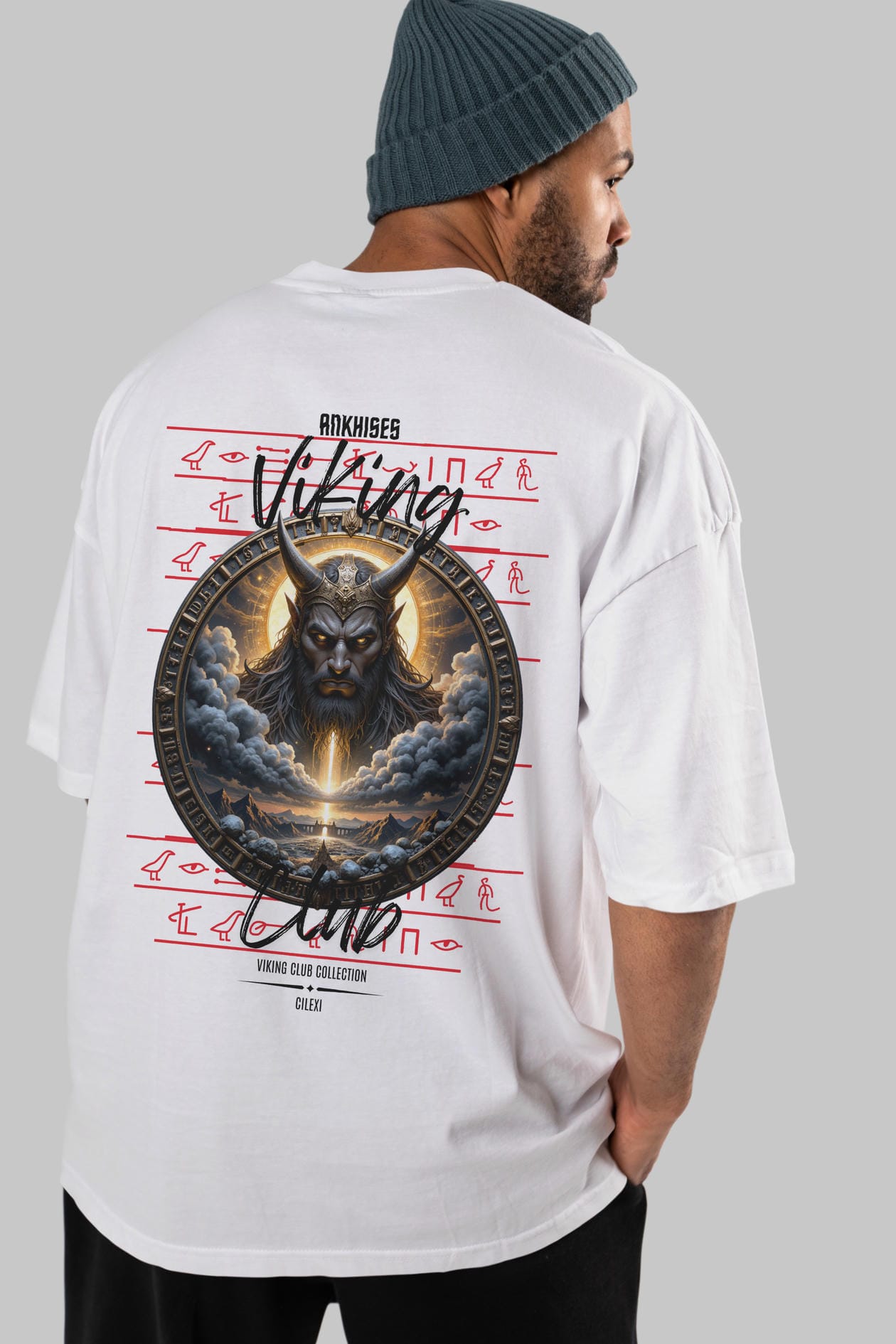 Viking Mitolojisi Serisi 9 Arka Baskılı Oversize t-shirt Erkek Kadın %100 Pamuk Bisiklet Yaka tişort