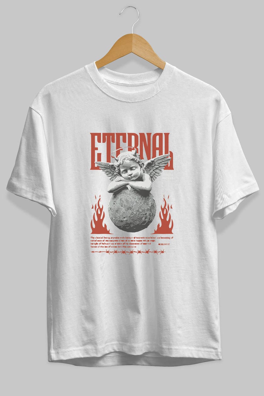Eternal ön Baskılı Oversize t-shirt Erkek Kadın %100 Pamuk Bisiklet Yaka tişort