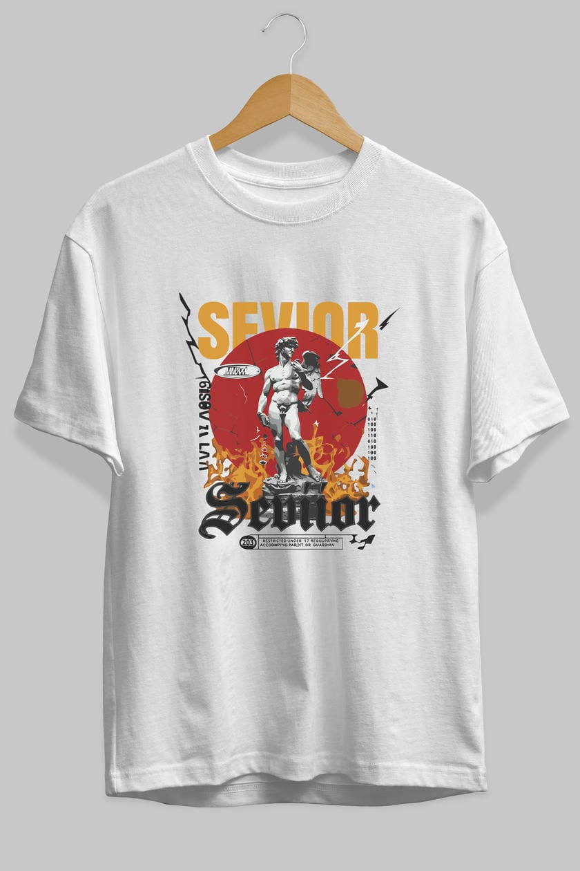 Sevior ön Baskılı Oversize t-shirt Erkek Kadın %100 Pamuk Bisiklet Yaka tişort