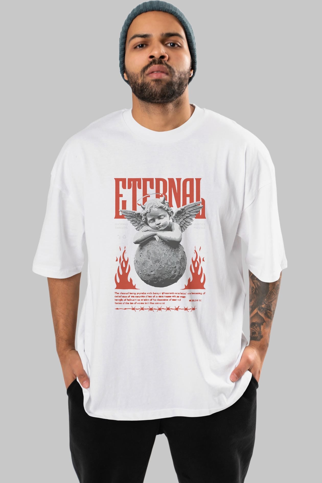 Eternal ön Baskılı Oversize t-shirt Erkek Kadın %100 Pamuk Bisiklet Yaka tişort