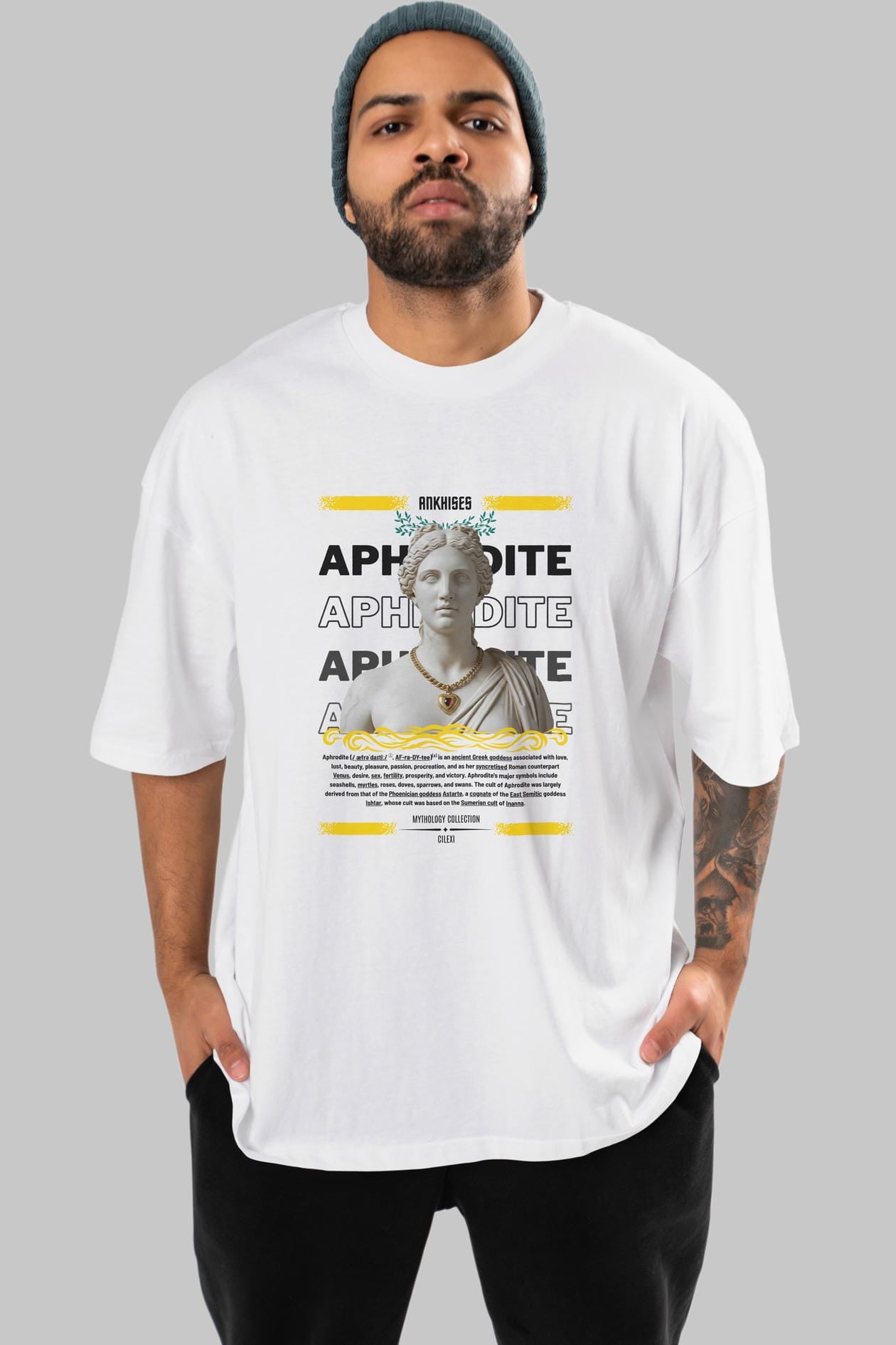 Aphrodite 1 ön Baskılı Oversize t-shirt Erkek Kadın %100 Pamuk Bisiklet Yaka tişort