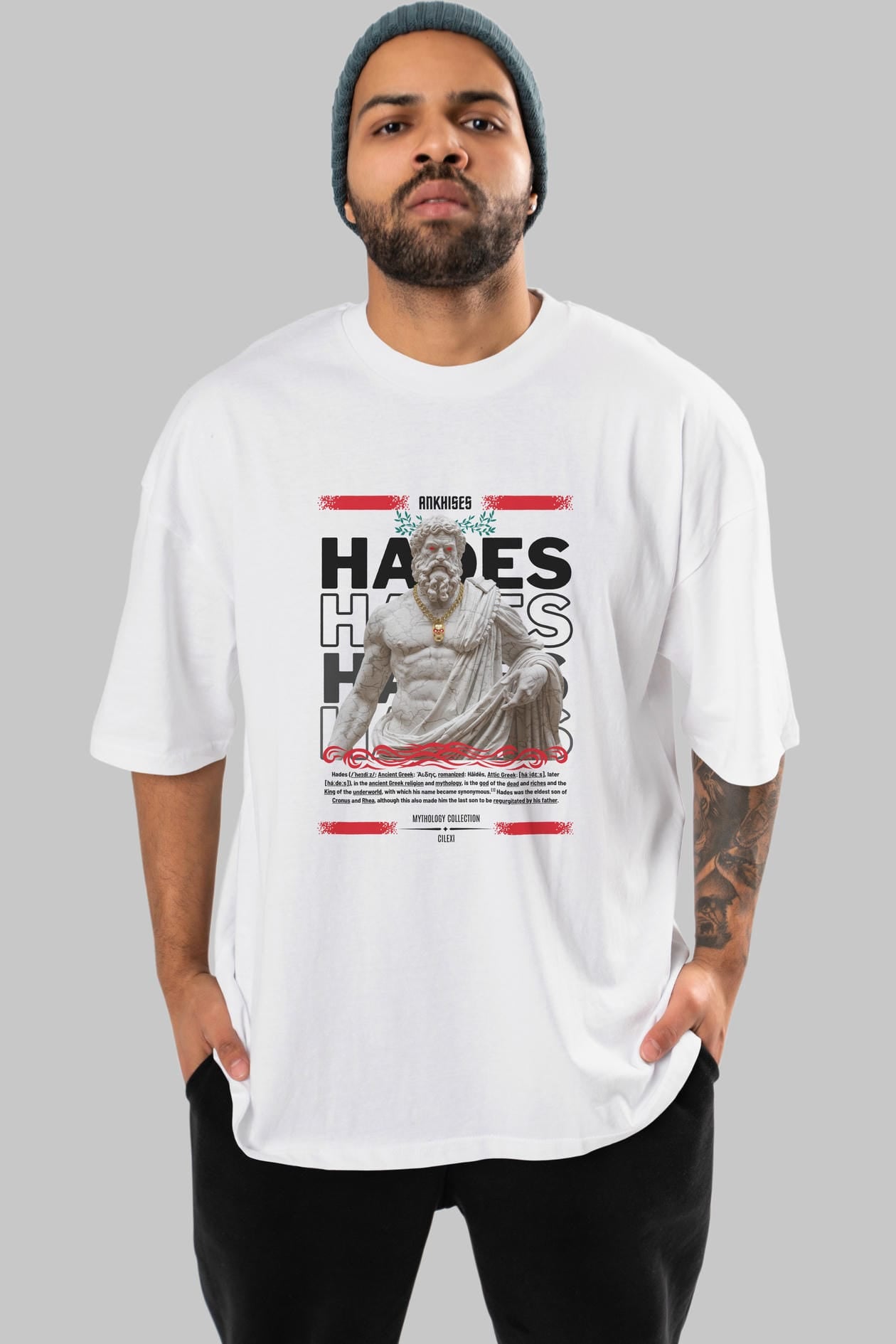 Hades 2 ön Baskılı Oversize t-shirt Erkek Kadın %100 Pamuk Bisiklet Yaka tişort