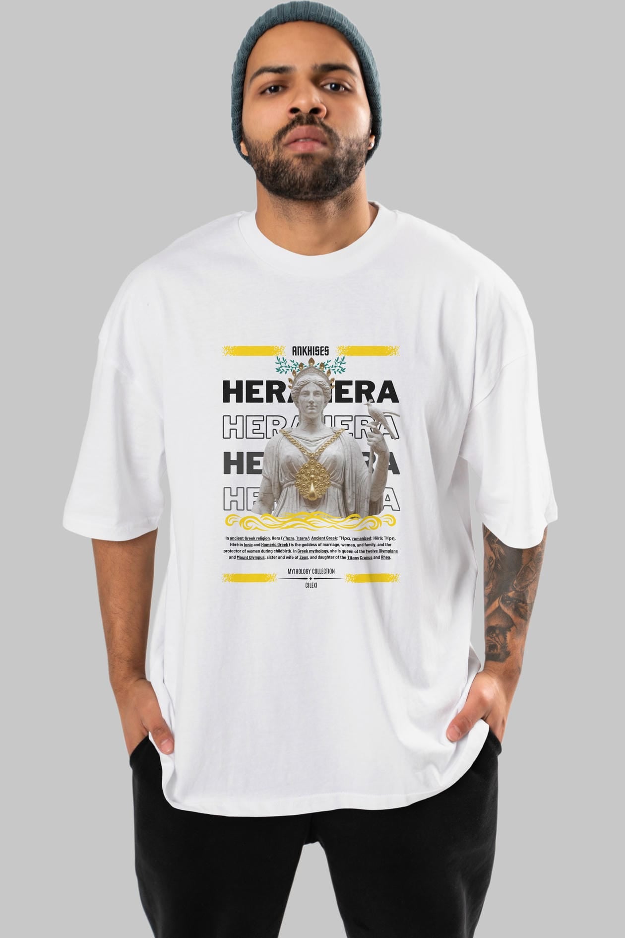 Hera 2 ön Baskılı Oversize t-shirt Erkek Kadın %100 Pamuk Bisiklet Yaka tişort