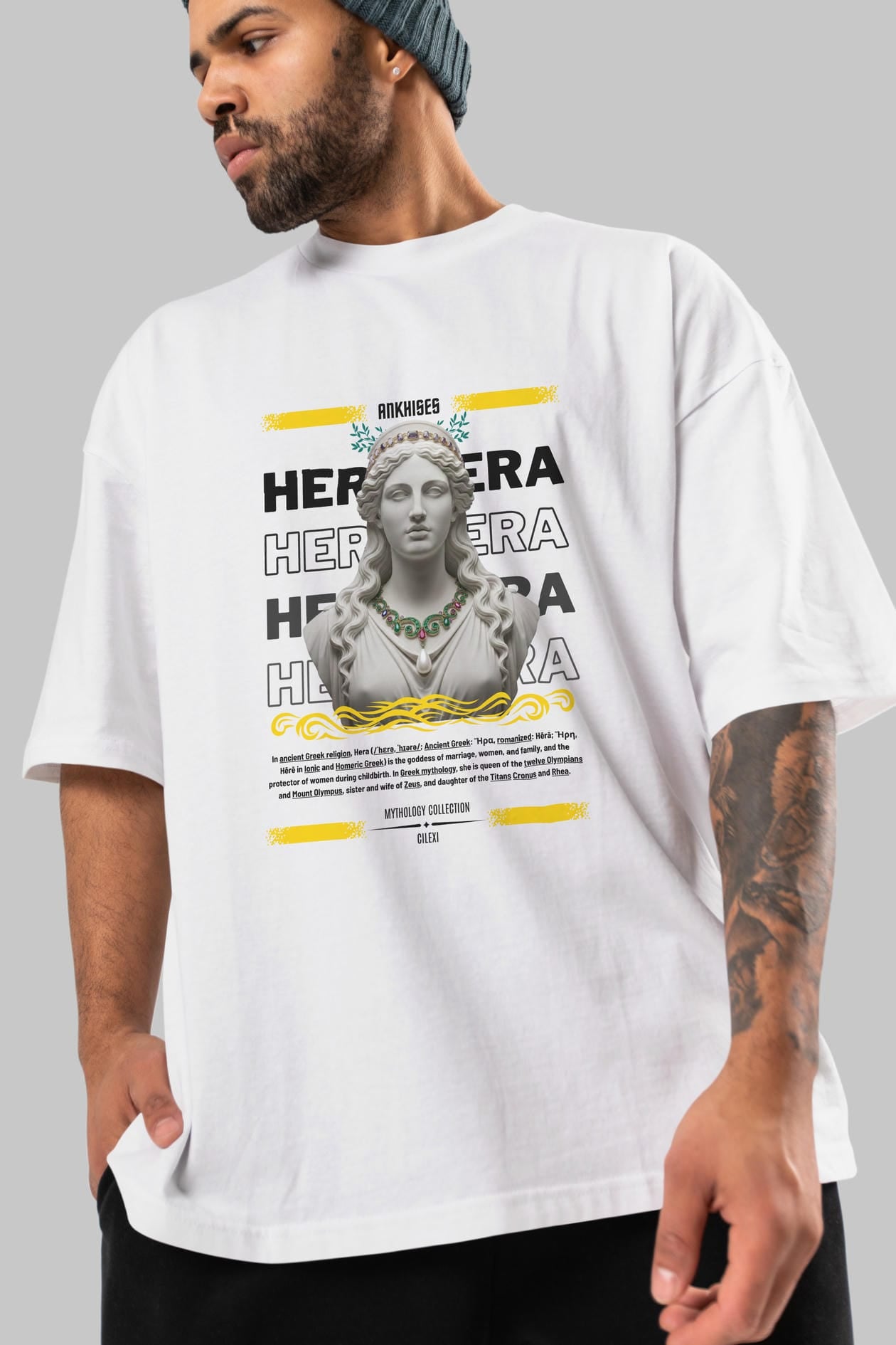 Hera 1 ön Baskılı Oversize t-shirt Erkek Kadın %100 Pamuk Bisiklet Yaka tişort