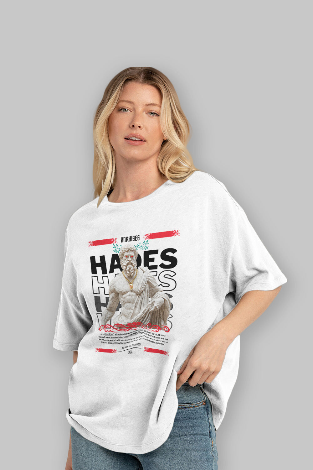 Hades 2 ön Baskılı Oversize t-shirt Erkek Kadın %100 Pamuk Bisiklet Yaka tişort