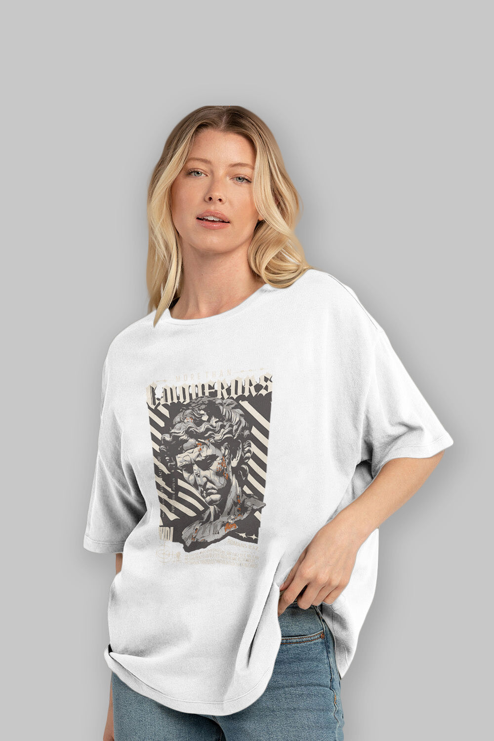 Roman Conqueror ön Baskılı Oversize t-shirt Erkek Kadın %100 Pamuk Bisiklet Yaka tişort