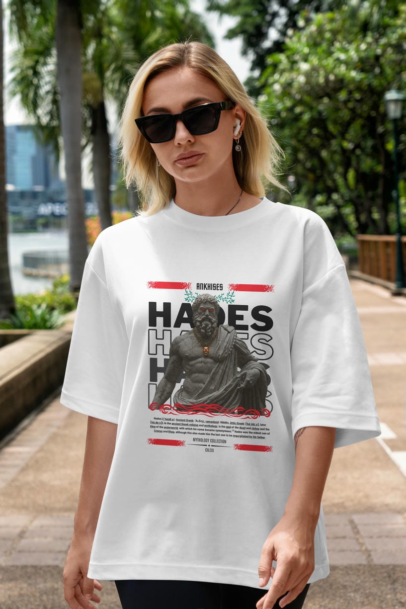 Hades 3 ön Baskılı Oversize t-shirt Erkek Kadın %100 Pamuk Bisiklet Yaka tişort