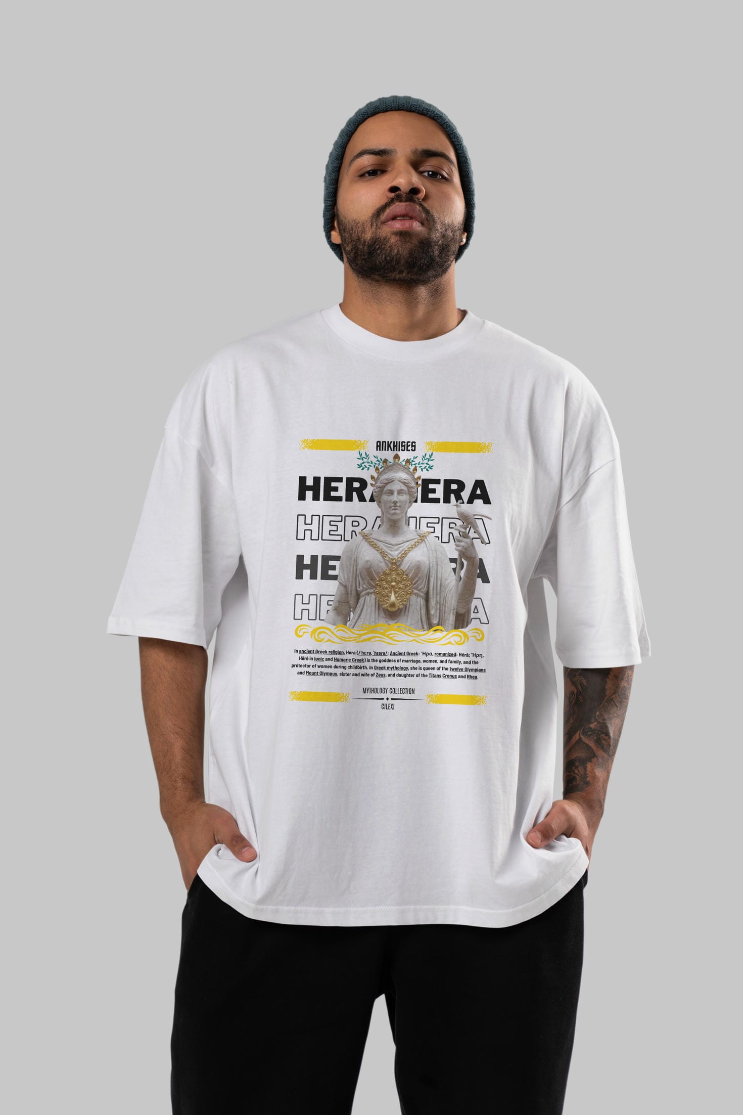 Hera 2 ön Baskılı Oversize t-shirt Erkek Kadın %100 Pamuk Bisiklet Yaka tişort