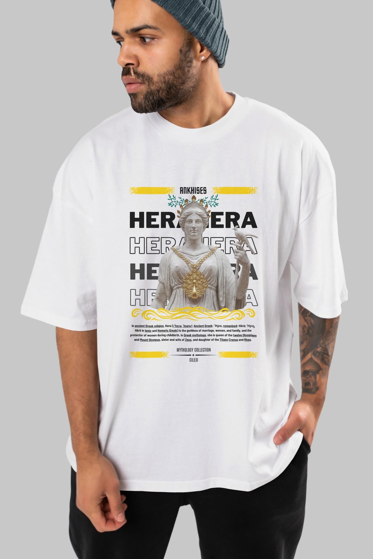 Hera 2 ön Baskılı Oversize t-shirt Erkek Kadın %100 Pamuk Bisiklet Yaka tişort