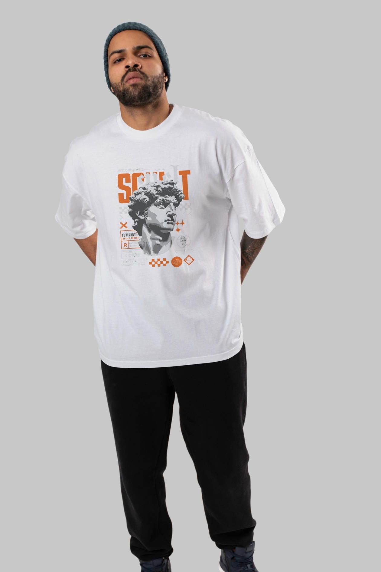 Scult ön Baskılı Oversize t-shirt Erkek Kadın %100 Pamuk Bisiklet Yaka tişort