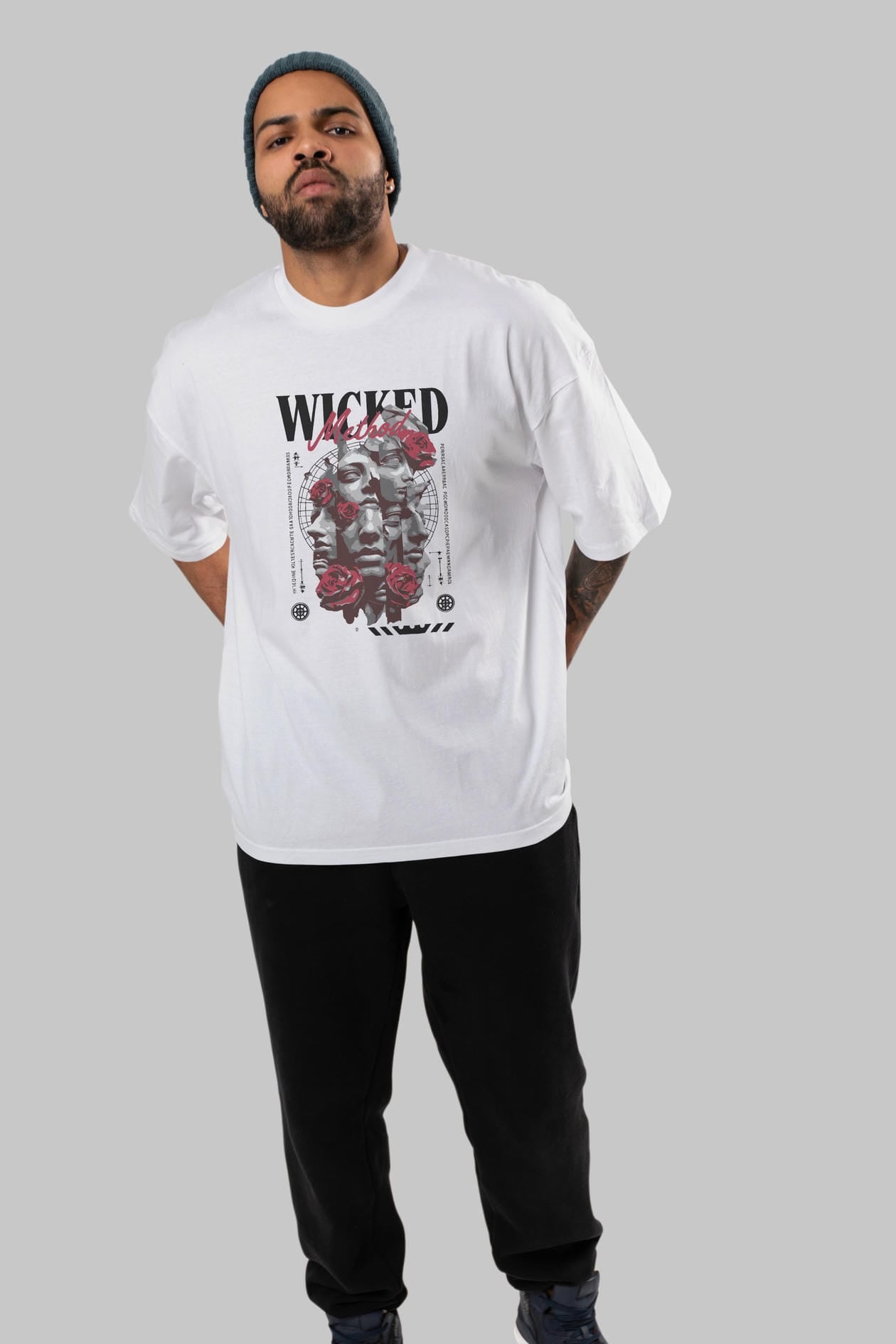 Wicked Method ön Baskılı Oversize t-shirt Erkek Kadın %100 Pamuk Bisiklet Yaka tişort