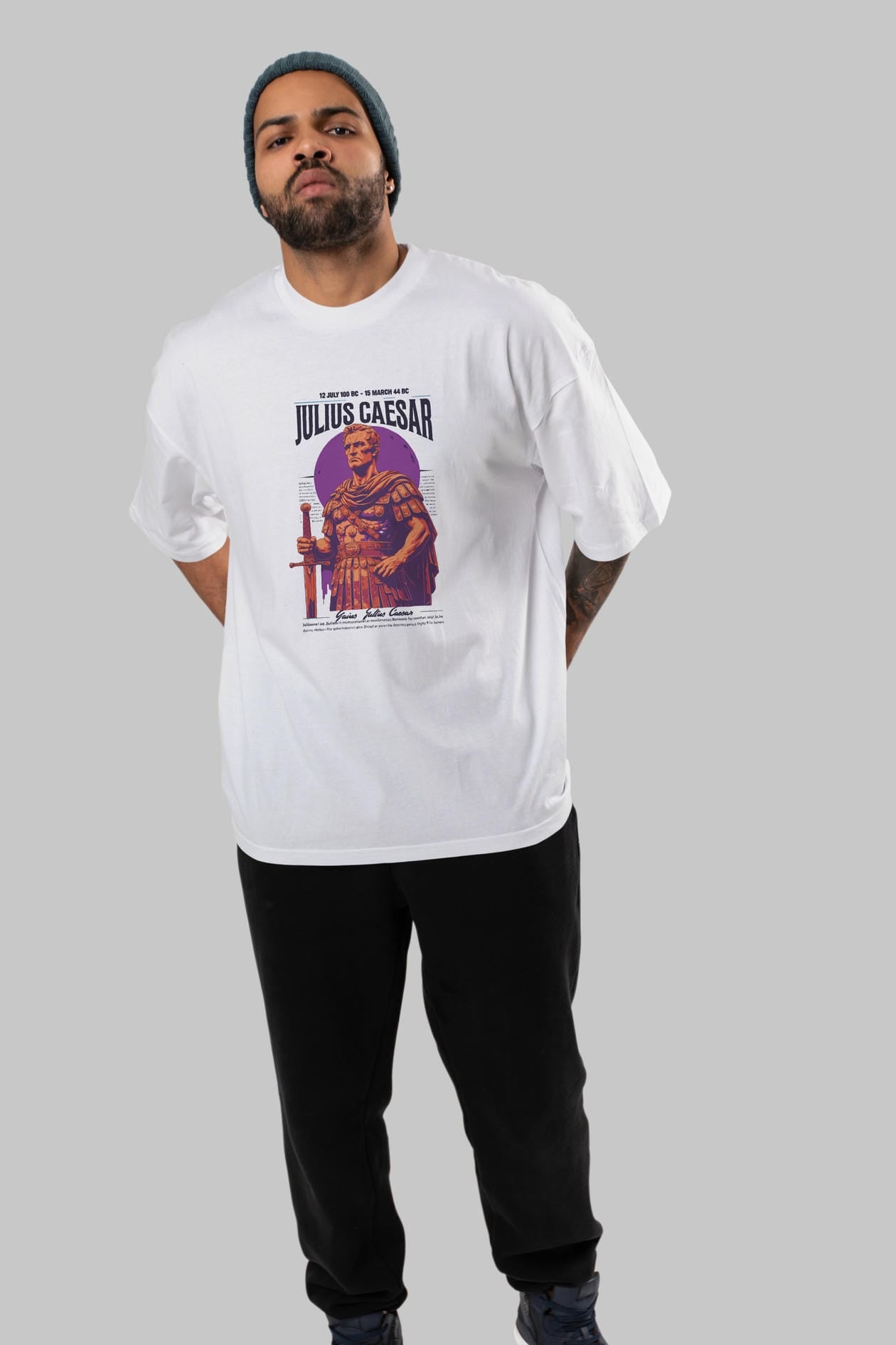 Julius Caesar ön Baskılı Oversize t-shirt Erkek Kadın %100 Pamuk Bisiklet Yaka tişort