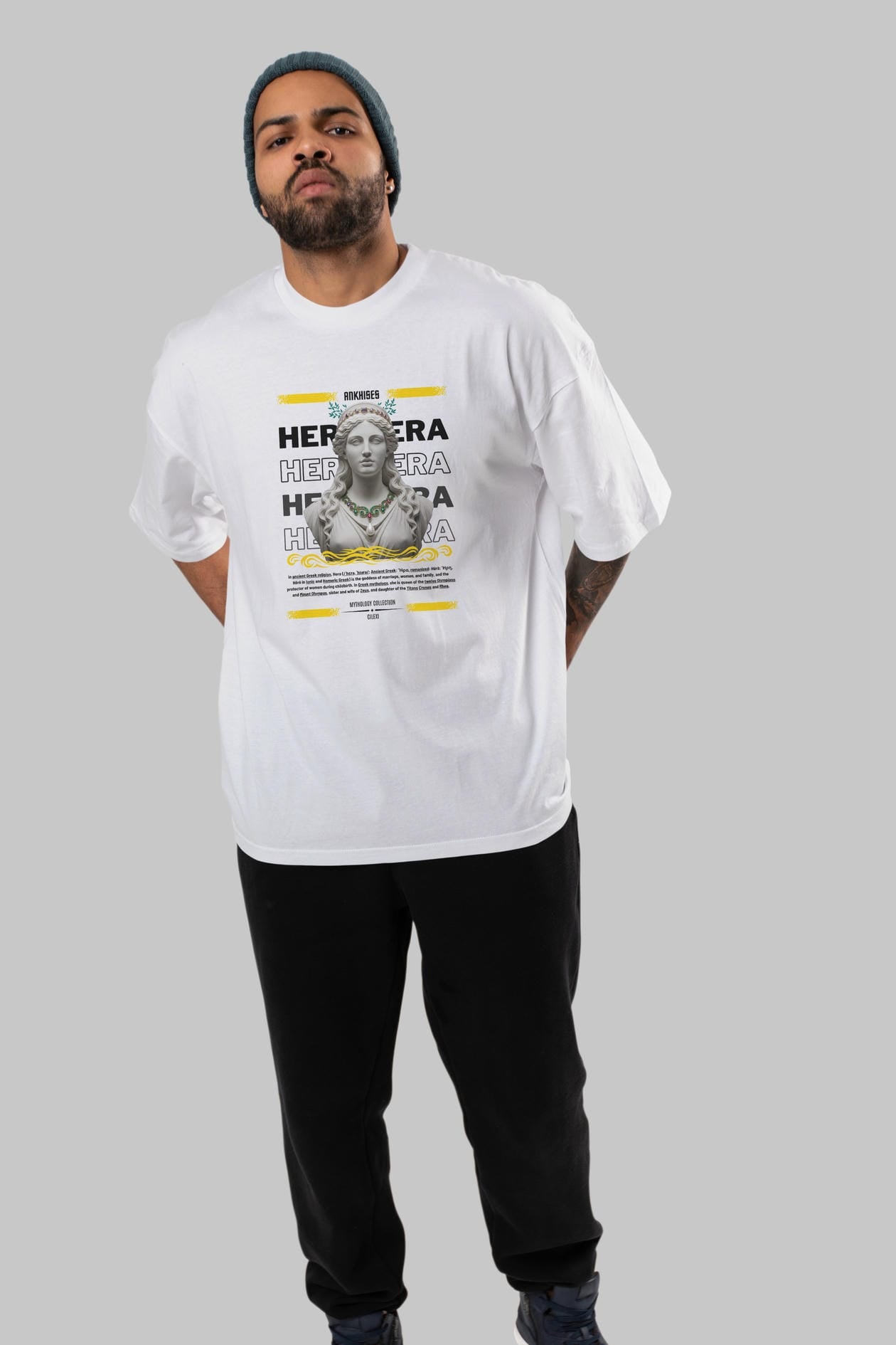 Hera 1 ön Baskılı Oversize t-shirt Erkek Kadın %100 Pamuk Bisiklet Yaka tişort