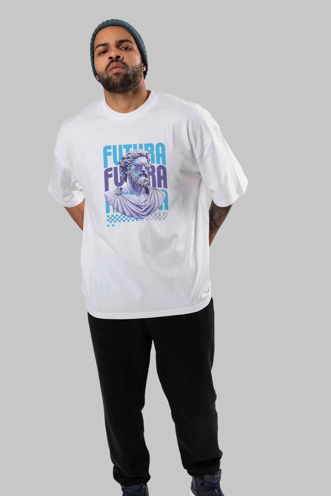 Futura Zeus ön Baskılı Oversize t-shirt Erkek Kadın %100 Pamuk Bisiklet Yaka tişort