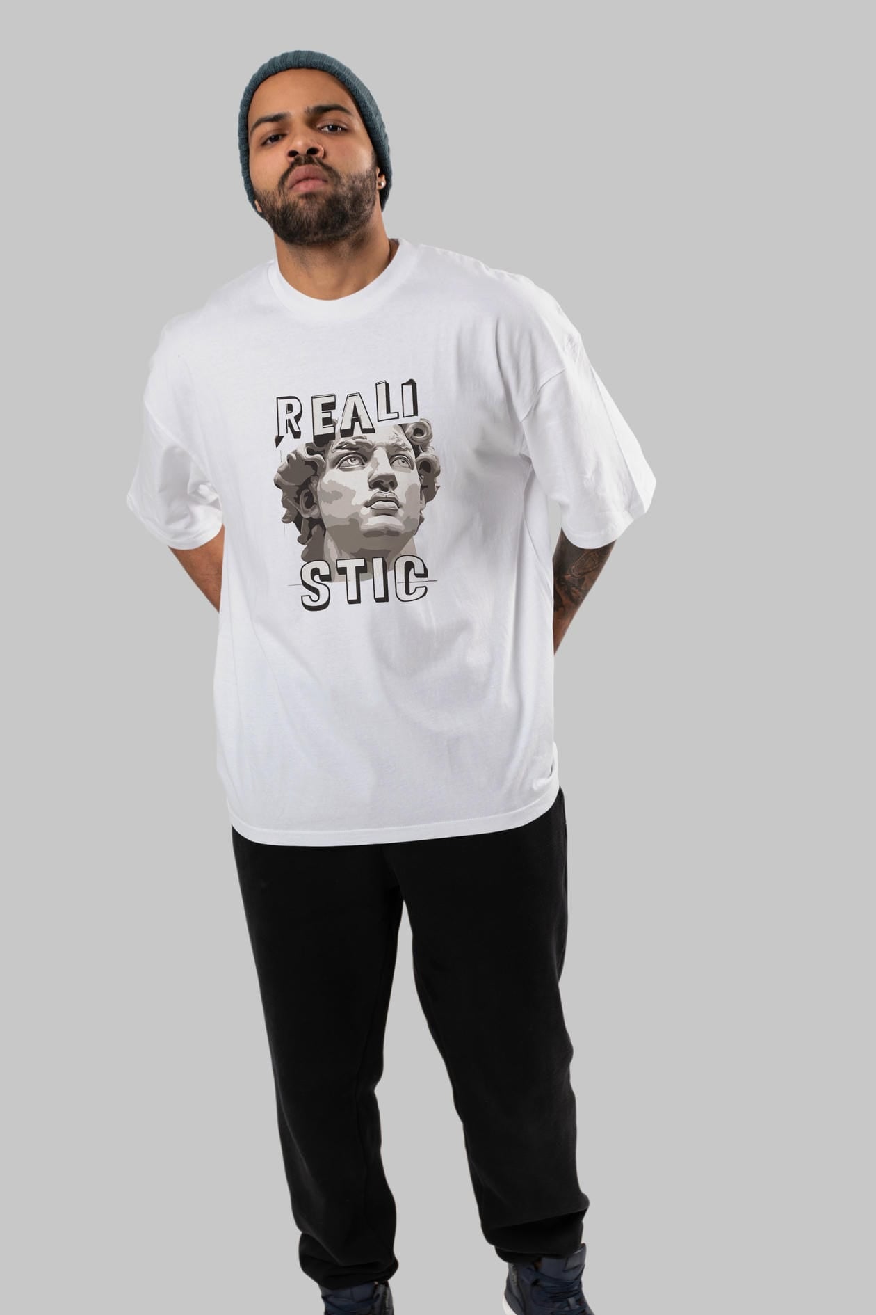 Realistic ön Baskılı Oversize t-shirt Erkek Kadın %100 Pamuk Bisiklet Yaka tişort