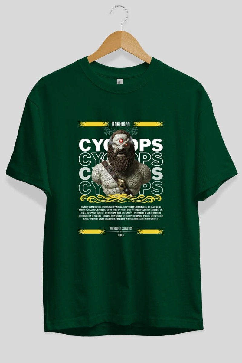Cyclopes 1 ön Baskılı Oversize t-shirt Erkek Kadın %100 Pamuk Bisiklet Yaka tişort - Cilexi