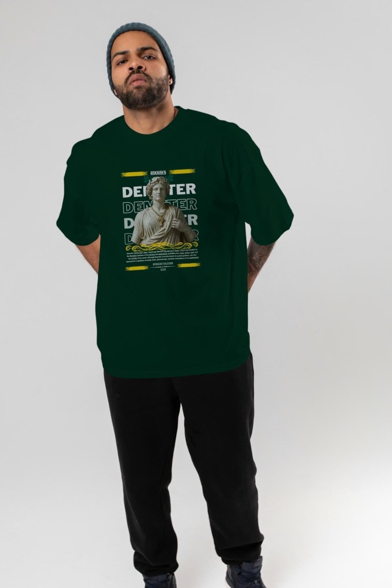 Demeter 2 ön Baskılı Oversize t-shirt Erkek Kadın %100 Pamuk Bisiklet Yaka tişort - Cilexi
