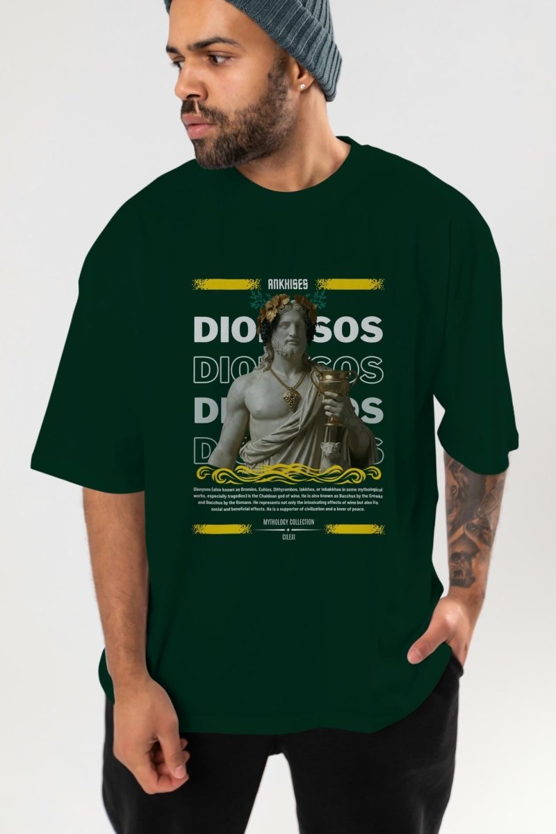 Dionysos 2 ön Baskılı Oversize t-shirt Erkek Kadın %100 Pamuk Bisiklet Yaka tişort - Cilexi
