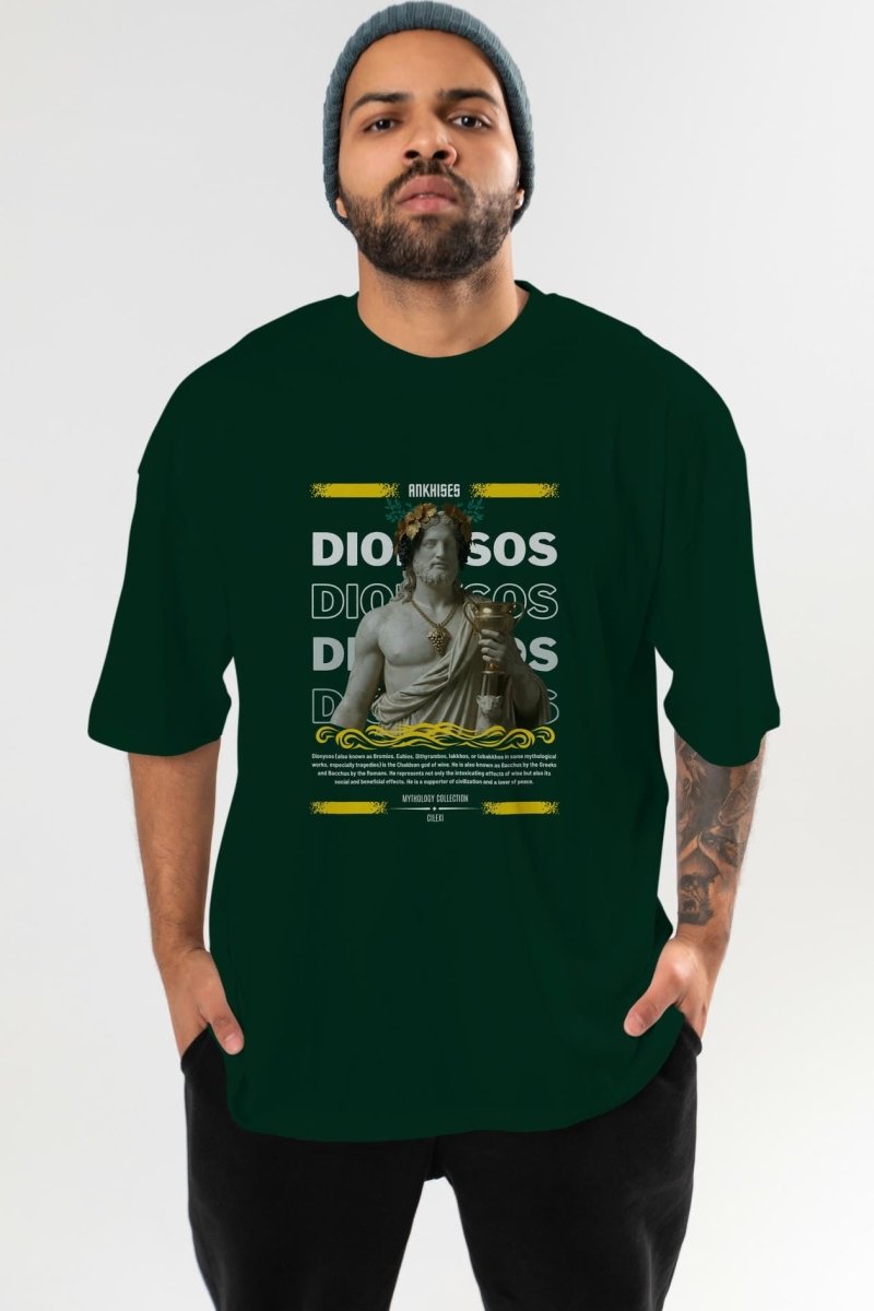 Dionysos 2 ön Baskılı Oversize t-shirt Erkek Kadın %100 Pamuk Bisiklet Yaka tişort - Cilexi