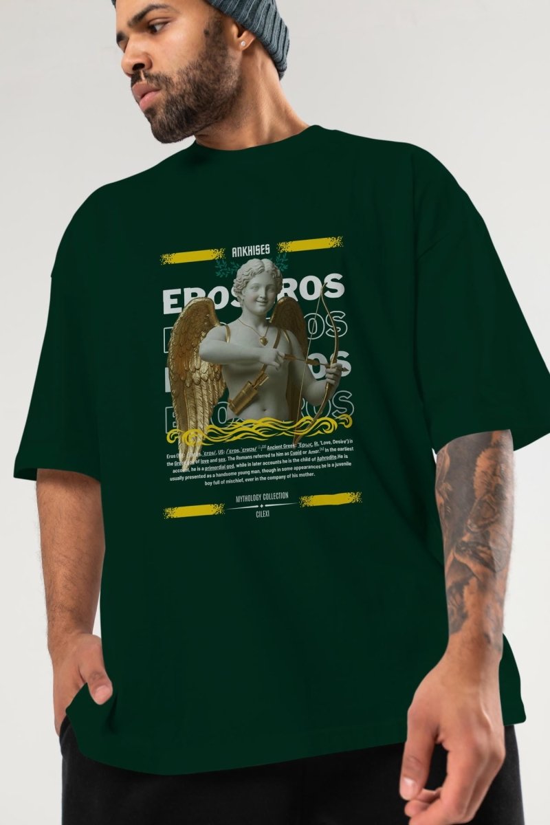 Eros ön Baskılı Oversize t-shirt Erkek Kadın %100 Pamuk Bisiklet Yaka tişort - Cilexi