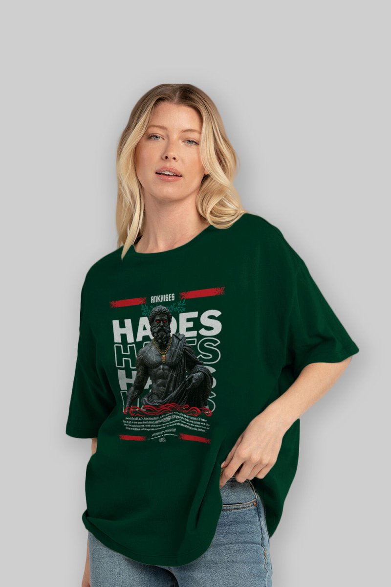 Hades 1 ön Baskılı Oversize t-shirt Erkek Kadın %100 Pamuk Bisiklet Yaka tişort - Cilexi
