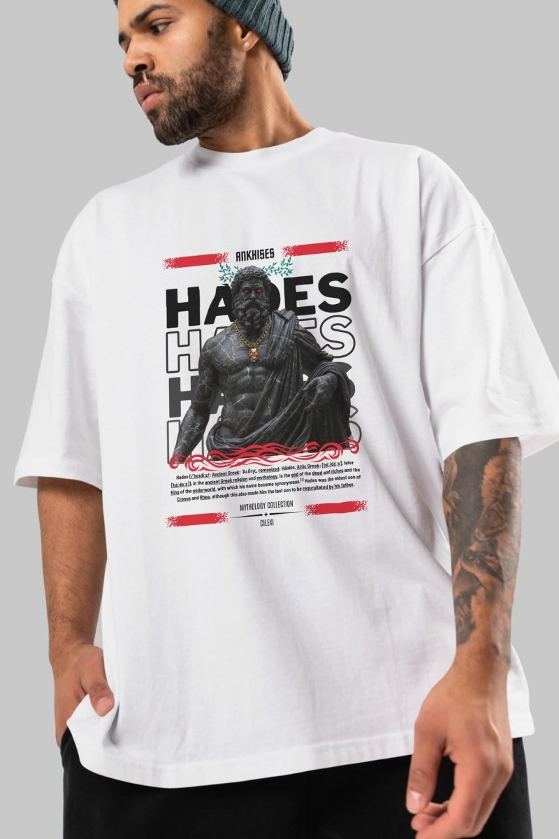 Hades 1 ön Baskılı Oversize t-shirt Erkek Kadın %100 Pamuk Bisiklet Yaka tişort - Cilexi