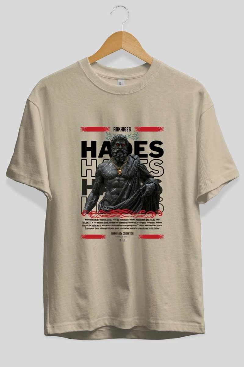 Hades 1 ön Baskılı Oversize t-shirt Erkek Kadın %100 Pamuk Bisiklet Yaka tişort - Cilexi