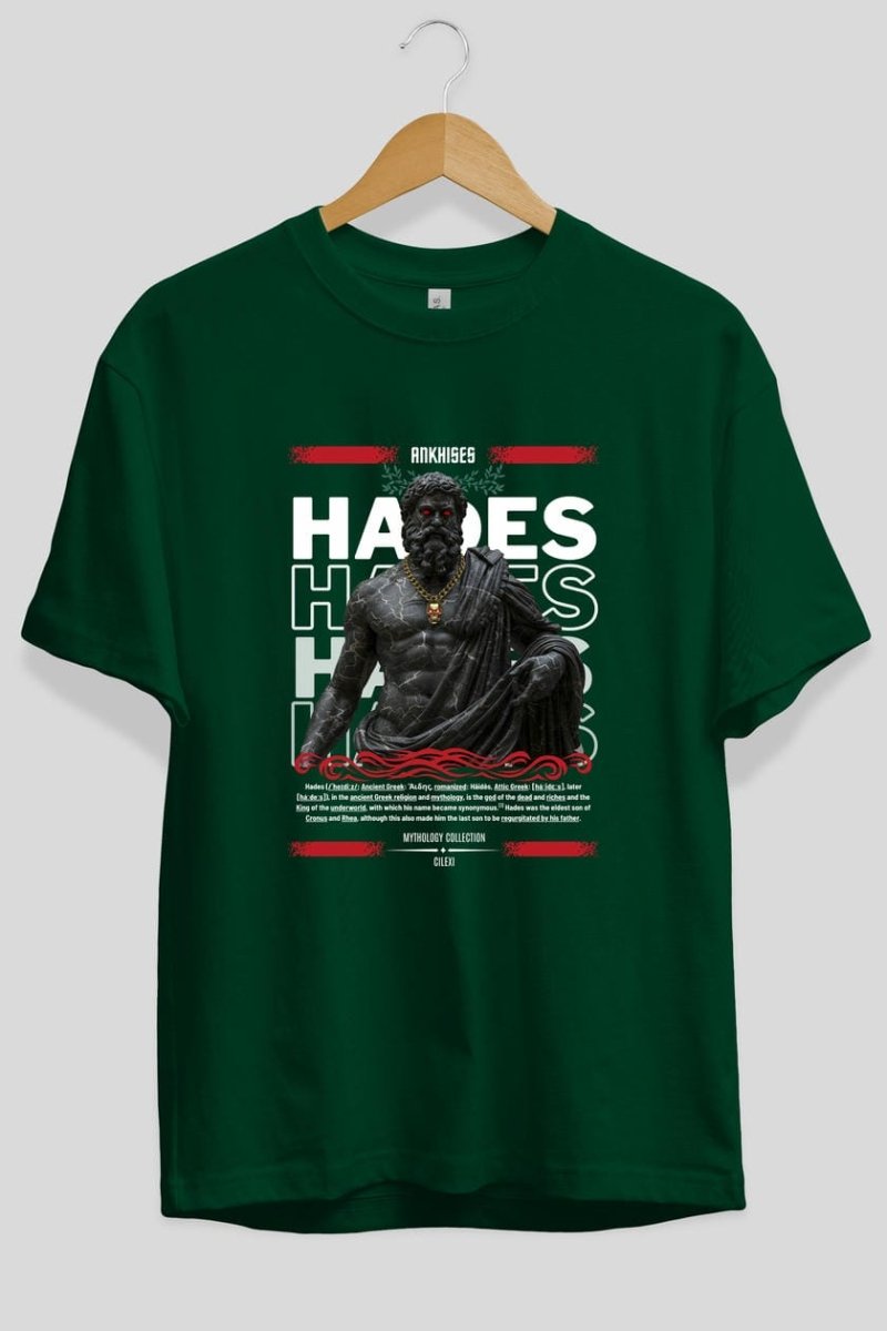 Hades 1 ön Baskılı Oversize t-shirt Erkek Kadın %100 Pamuk Bisiklet Yaka tişort - Cilexi