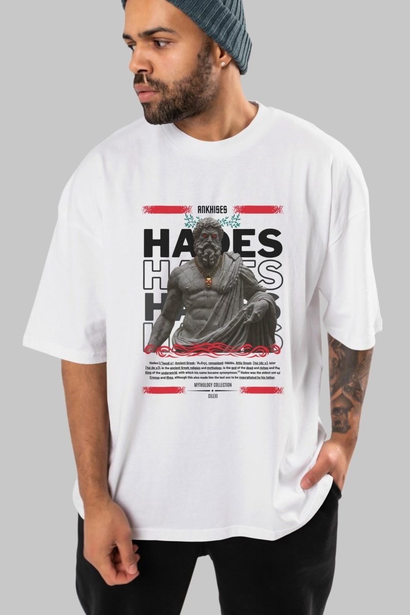 Hades 3 ön Baskılı Oversize t-shirt Erkek Kadın %100 Pamuk Bisiklet Yaka tişort - Cilexi
