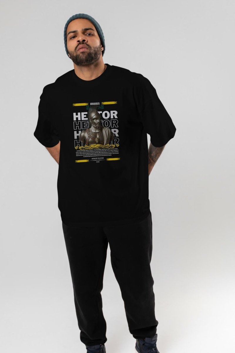 Hector 2 ön Baskılı Oversize t-shirt Erkek Kadın %100 Pamuk Bisiklet Yaka tişort - Cilexi